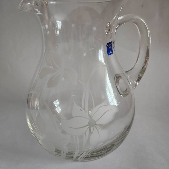 Vintage Set NWT Handblown Turkish Glass Pitcher and Four Drinking Glasses Floral - Picture 6 of 9